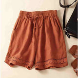 Lenora Embroidered Linen Shorts
