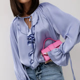 Liora Satin Ruffle Blouse