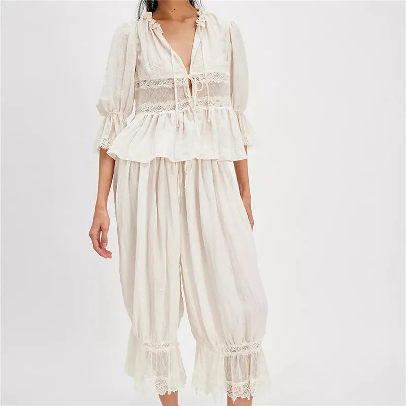 The Sage Lace Ruffle Two-Piece Set