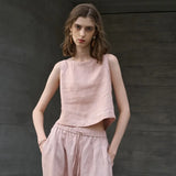 The Asymmetric Linen Crop Top