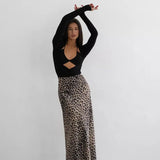 Harper Satin Leopard Midi Skirt
