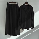 Women's Linen Two Piece Shirt Pants Set
