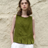 The Pleated Hem Linen Top