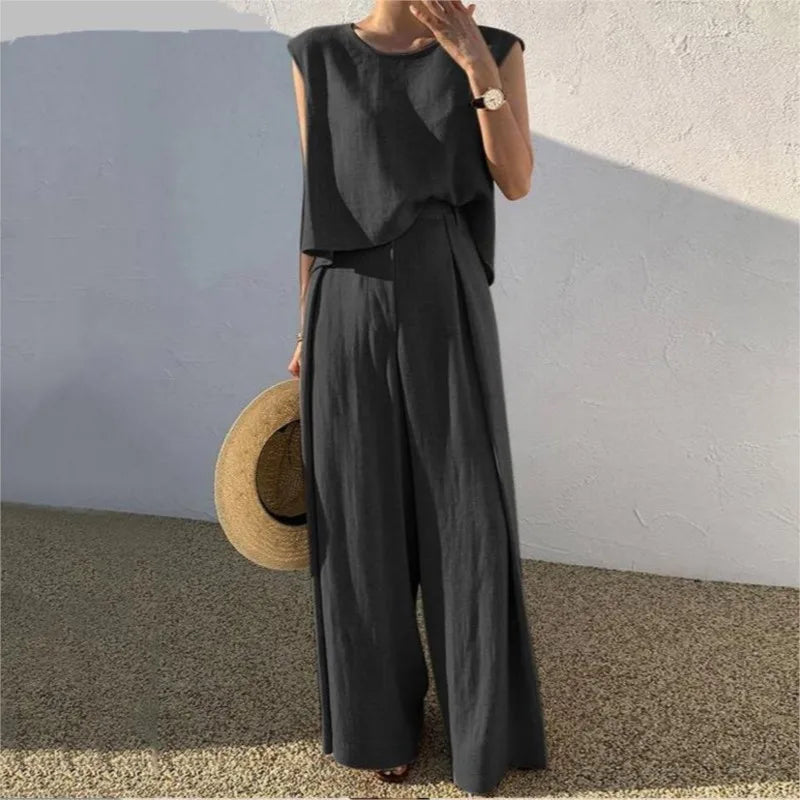 Women's Two Piece Tank Top Wide Leg Pants Set