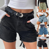 Madison Cotton Denim High-Waist Shorts