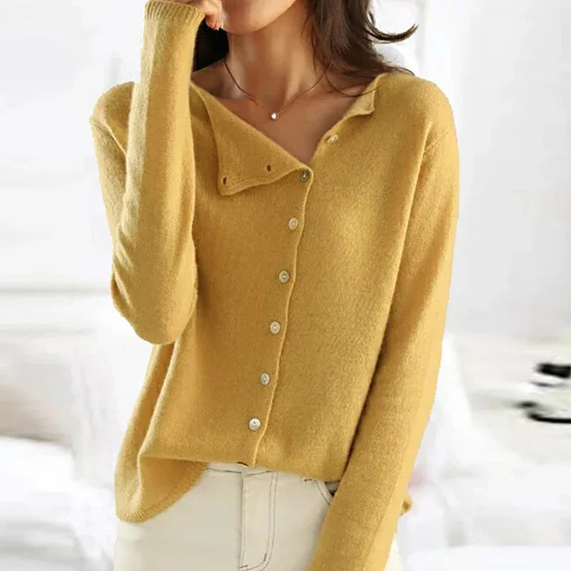Amélise Asymmetric Button Sweater
