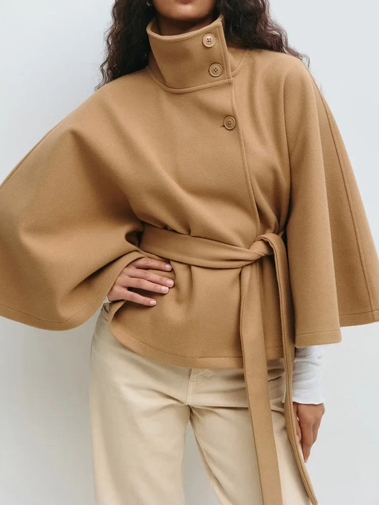 Novara Wool-Blend Cape Coat – Lacceti Novara Wool-Blend Cape Coat – Lacceti