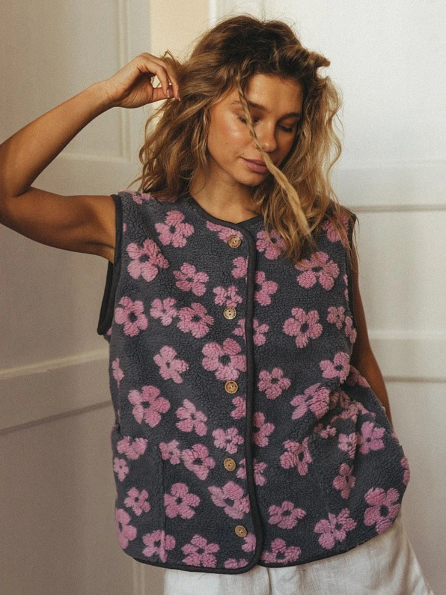 Marlowe Floral Sherpa Vest