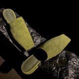Women’s Leather Croc-Embossed Low Heel Mules