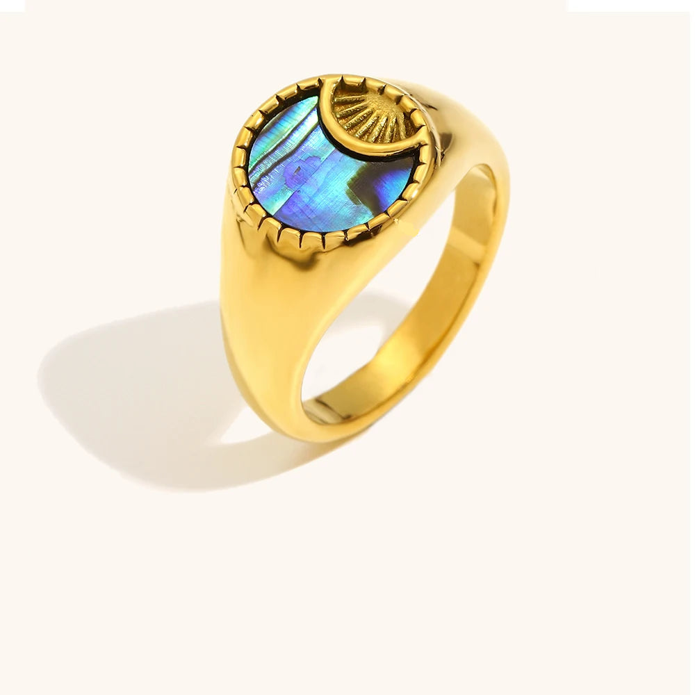 The Seraphina Abalone Signet Rings