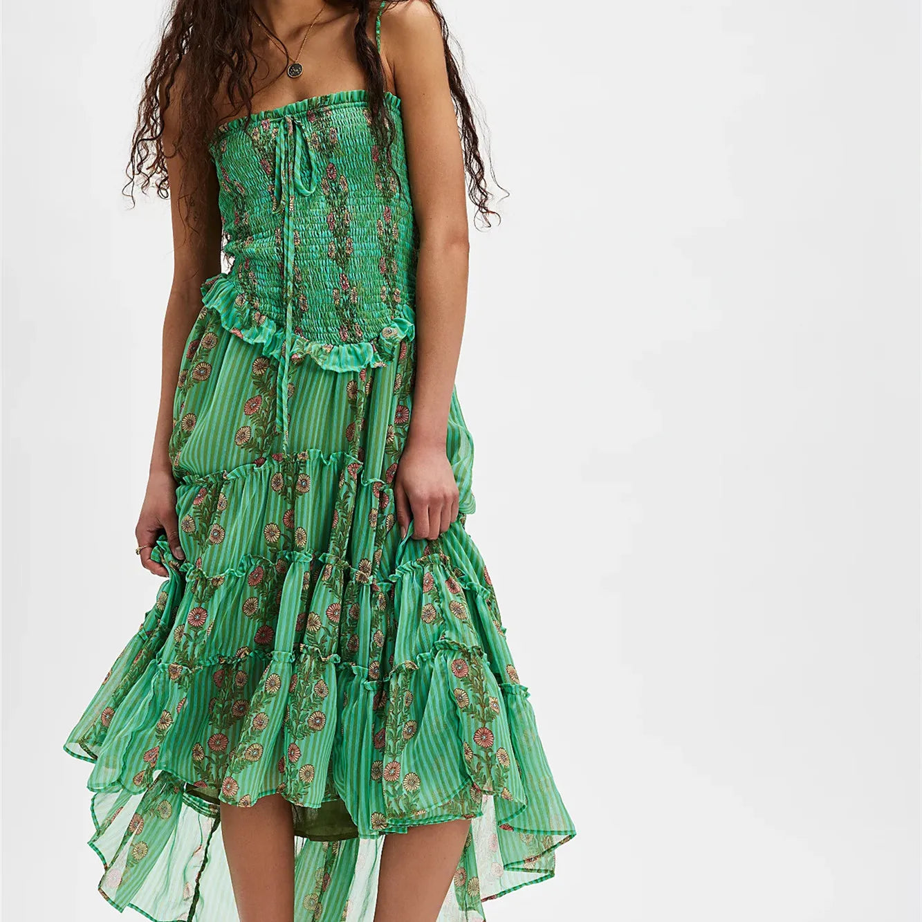 The Prairie Floral Smocked Midi Dress