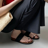 The Wide Strap Suede Toe Ring Slide