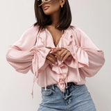 Liora Satin Ruffle Blouse