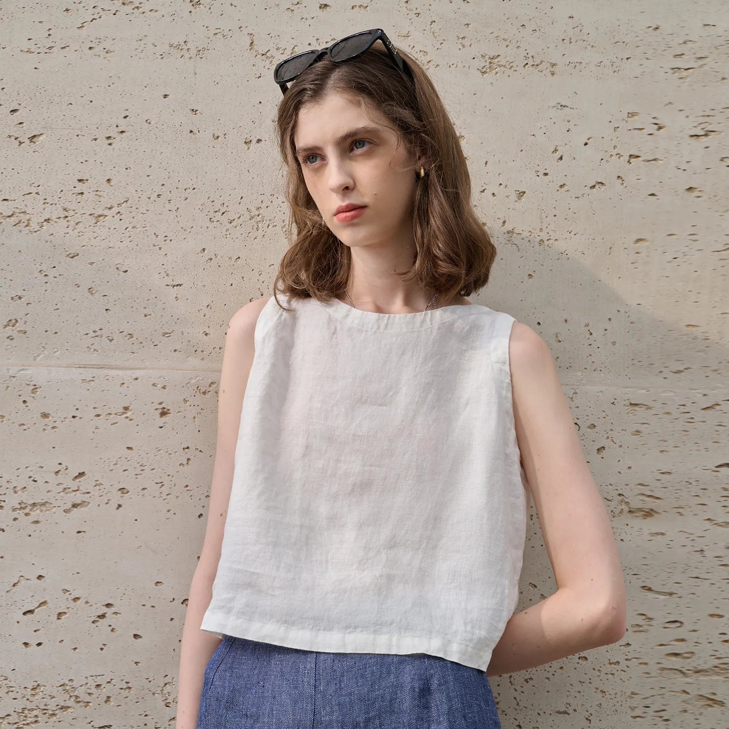 The Asymmetric Linen Crop Top