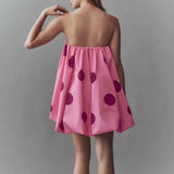 Women’s Polka Dot Strapless Bubble Mini Dress