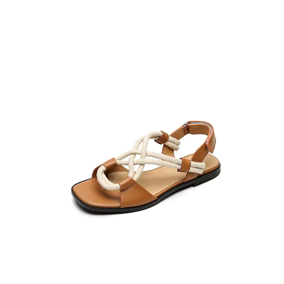 Santorini Handmade Leather Flat Sandals