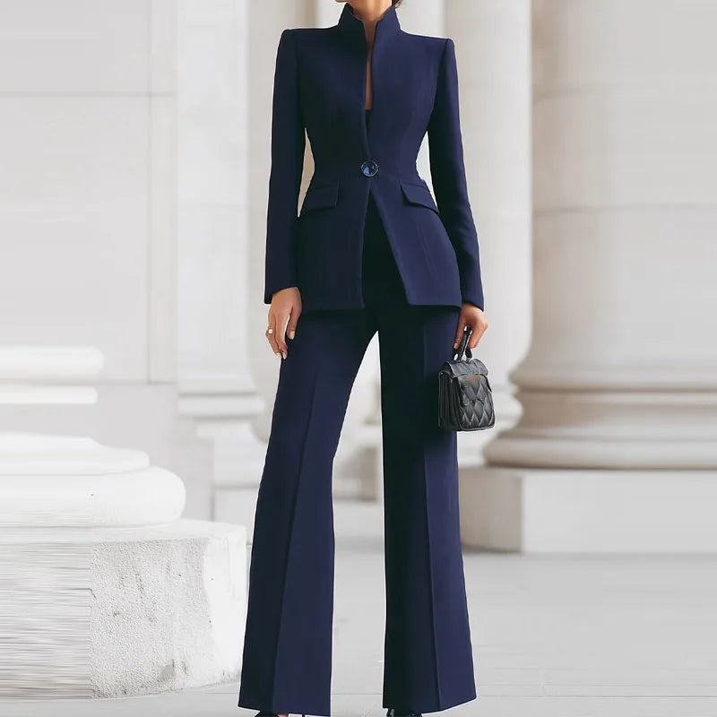 Vienna Slim Blazer Set in Camel — Trousers