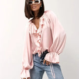 Liora Satin Ruffle Blouse