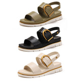 Valine Gold-Buckle Strap Sandals