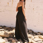 Riviera Backless Wide-Leg Jumpsuit in Camel — Jumpsuits & Rompers