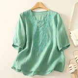Eloria V-Neck Cotton Blouse