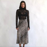 Harper Satin Leopard Midi Skirt