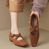 Corinne Buckled Suede Mule