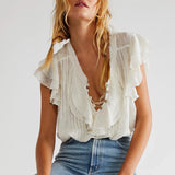 The Ruffle Front Gauze Crop Top
