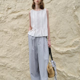 The Pleated Hem Linen Top