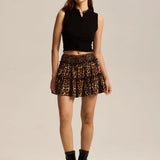 Viora Leopard Ruffle Skirt
