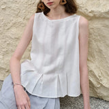 The Pleated Hem Linen Top