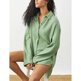 Florentine Gauze Button-Up Blouse