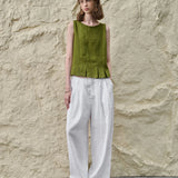 The Pleated Hem Linen Top