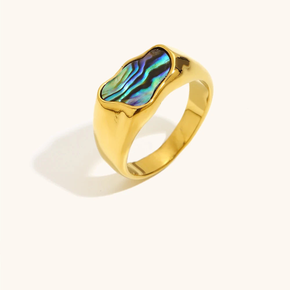 The Seraphina Abalone Signet Rings