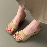 Women's Wedge Sandals Square Toe High Heel Summer