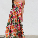 Isadora Women’s Floral Backless Slip Maxi Dress