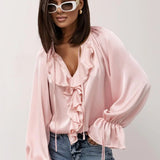 Liora Satin Ruffle Blouse