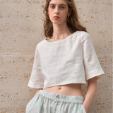 The Boxy Linen Crop Top