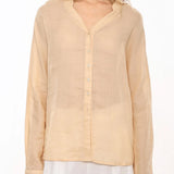 The Collarless Linen V-Neck Shirt