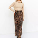 Harper Satin Leopard Midi Skirt