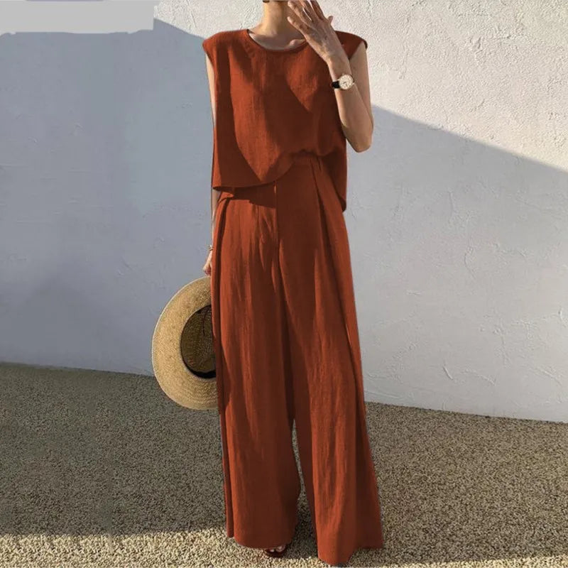 Women's Two Piece Tank Top Wide Leg Pants Set