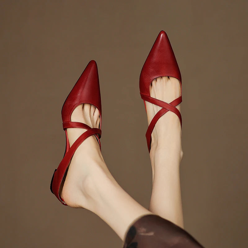 Palma Genuine Leather Mules in Camel — Flats