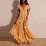 Women's Long Maxi Dress – Puff Sleeve