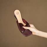 The Wide Strap Leather Flat Slide