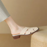The Woven Leather Flat Mule