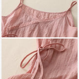 Women's Lace Up Cotton Linen Camisole Tank Top