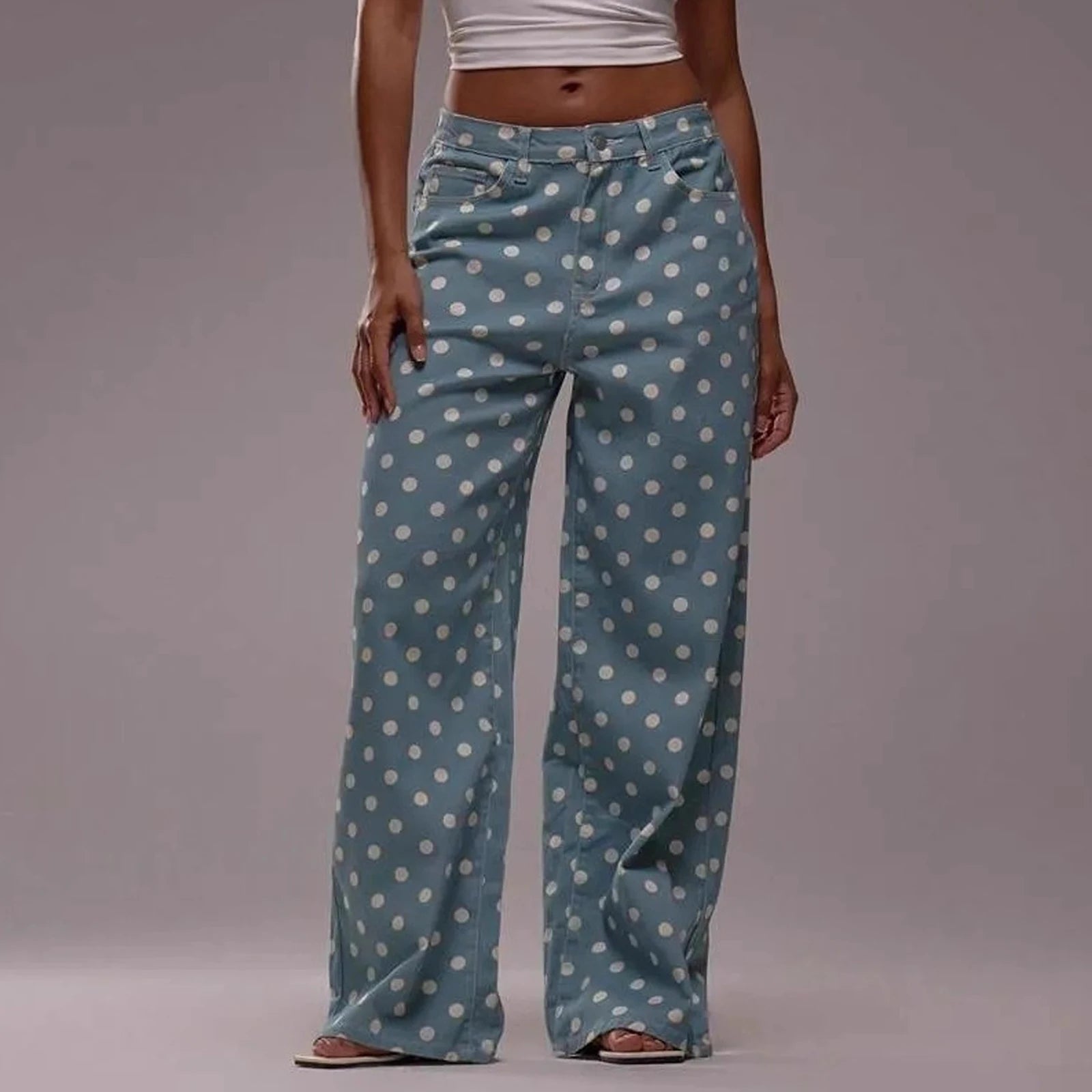 Polka Dot Wide-Leg Trouser