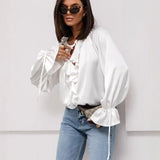 Liora Satin Ruffle Blouse