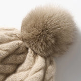 Elle Cable Cashmere Pom Beanie