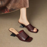 The Wide Strap Leather Flat Slide